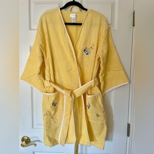 🦋 Cabernet | Yellow Cotton Terry Robe | Butterfly Embroidery